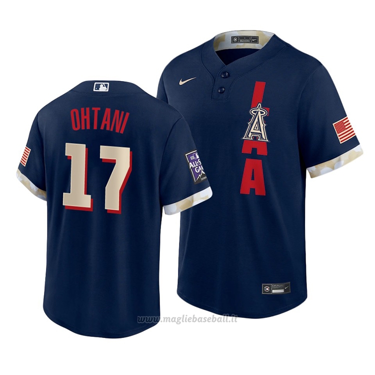 Maglia Baseball Uomo Los Angeles Angels Shohei Ohtani 2021 All Star Replica Blu